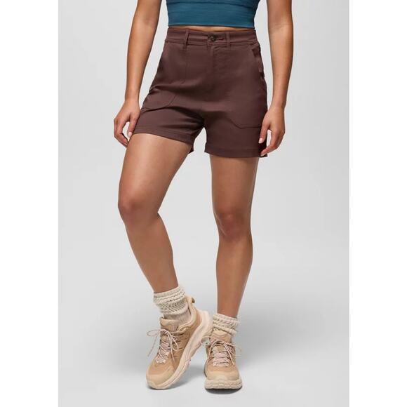 Prana Stretch Zion Cargo Short Women's 0 Mocha 5" Standard Fit High Rise Stretch - Picture 1 of 13